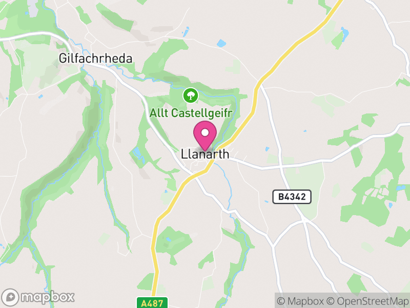 Map of Llanarth, Ceredigion