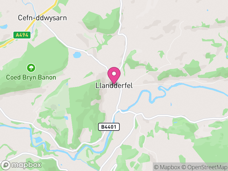 Map of Llandderfel, Gwynedd
