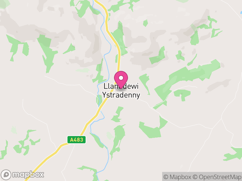 Map of Llanddewi Ystradenny, Powys