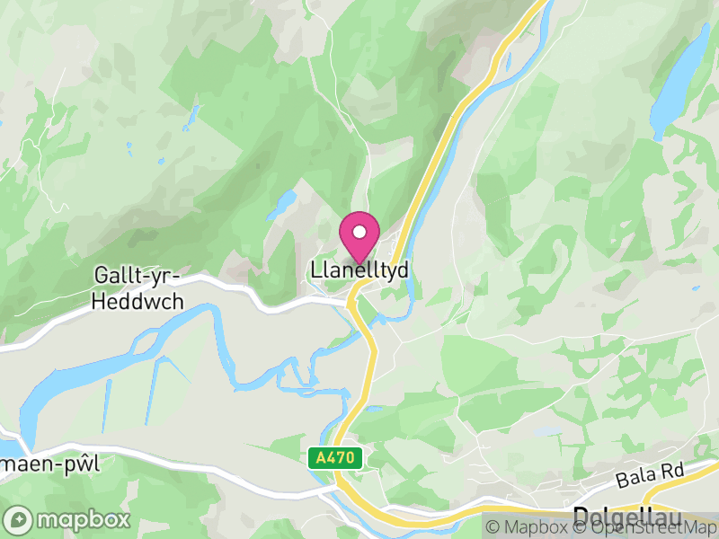 Map of Llanelltyd, Gwynedd