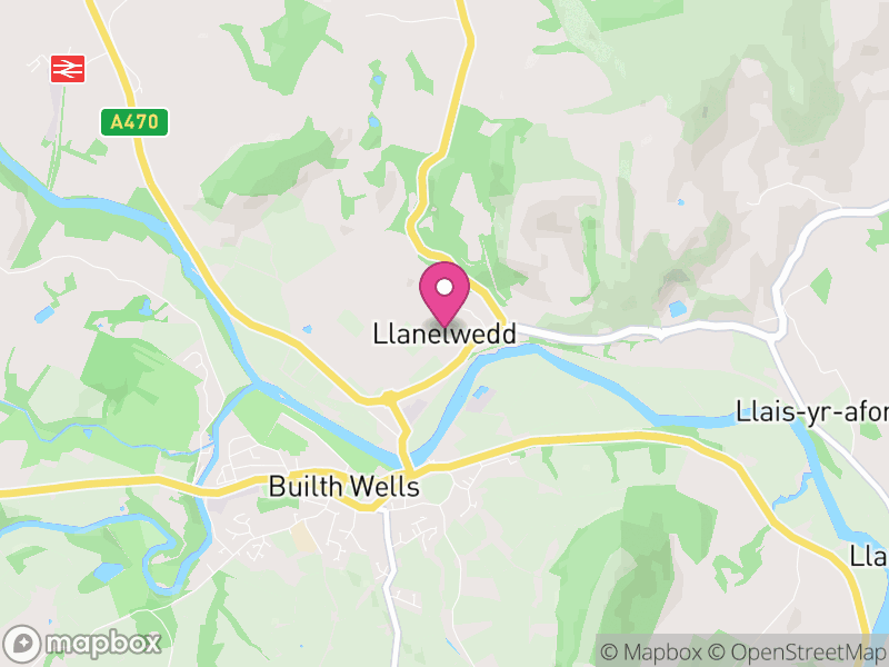 Map of Llanelwedd, Powys