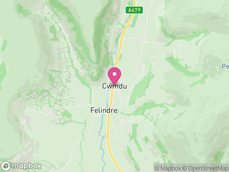 Map of Llanfihangel Cwmdu with Bwlch and Cathedine, Powys