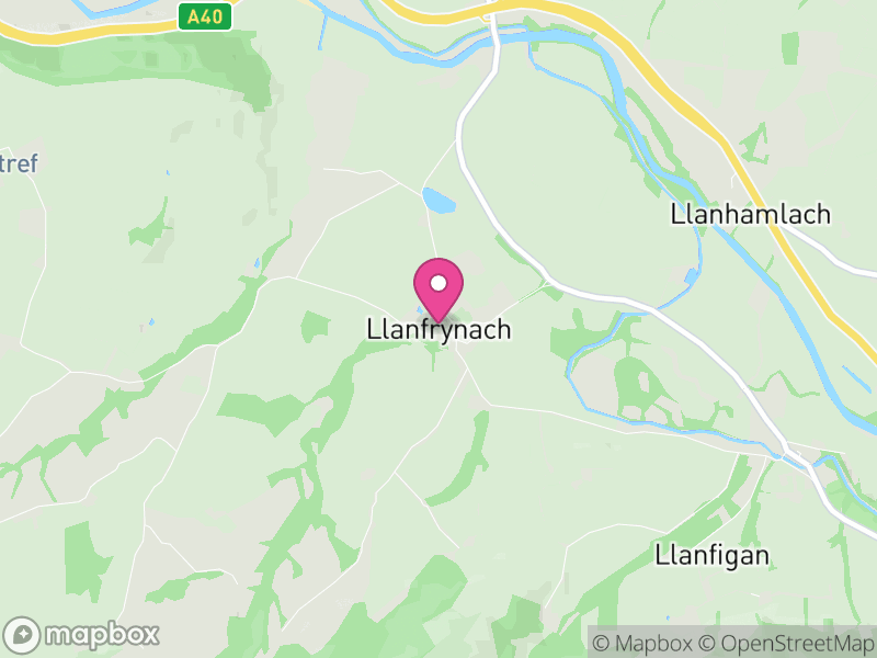 Map of Llanfrynach, Powys