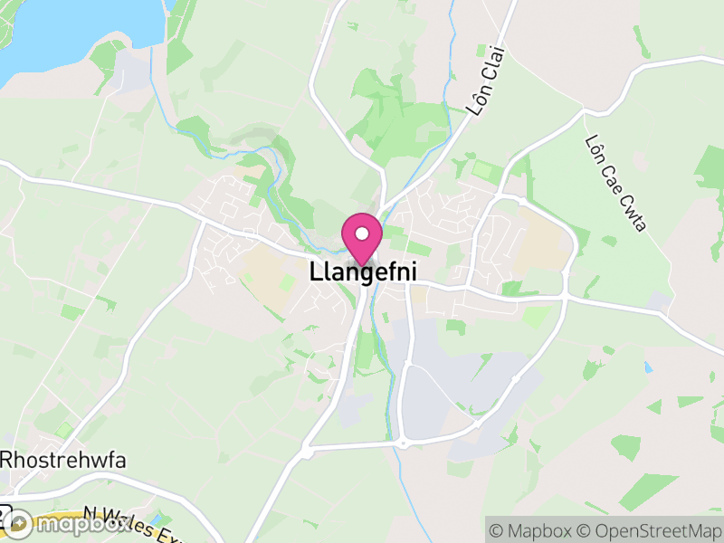 Map of Llangefni, Ynys Môn / Isle of Anglesey