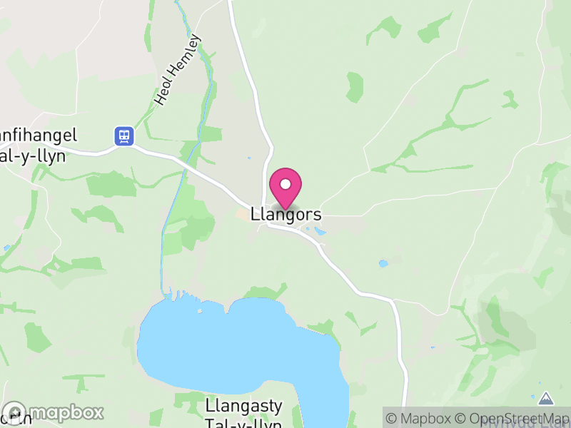 Map of Llangors, Powys