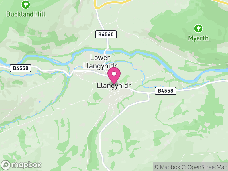 Map of Llangynidr, Powys