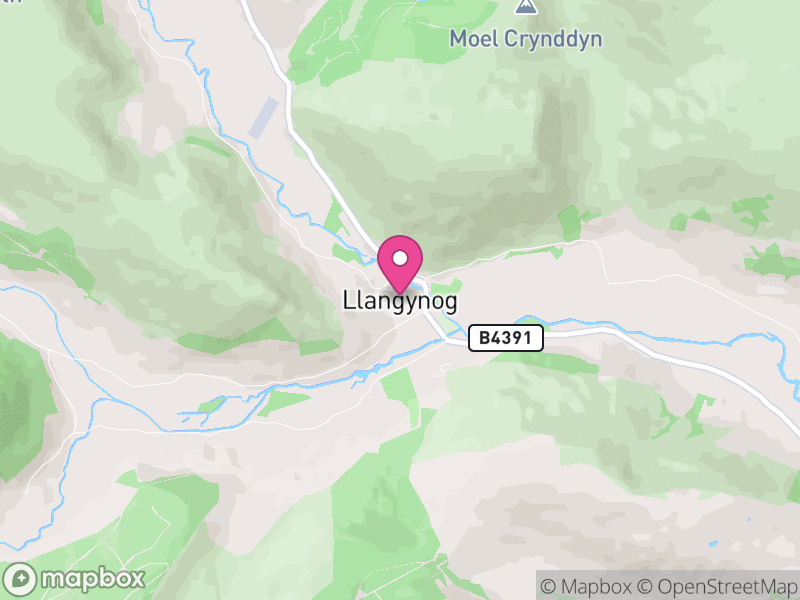 Map of Llangynog, Powys