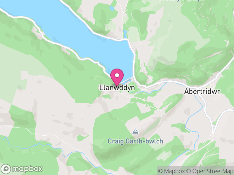 Map of Llanwddyn, Powys