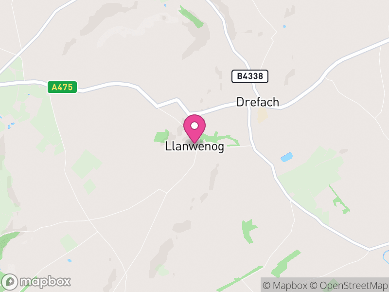 Map of Llanwenog, Ceredigion