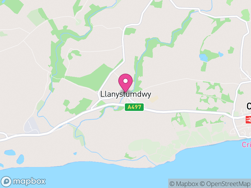 Map of Llanystumdwy, Gwynedd