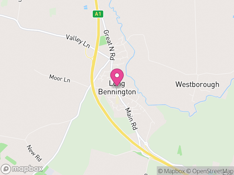 Map of Long Bennington, South Kesteven