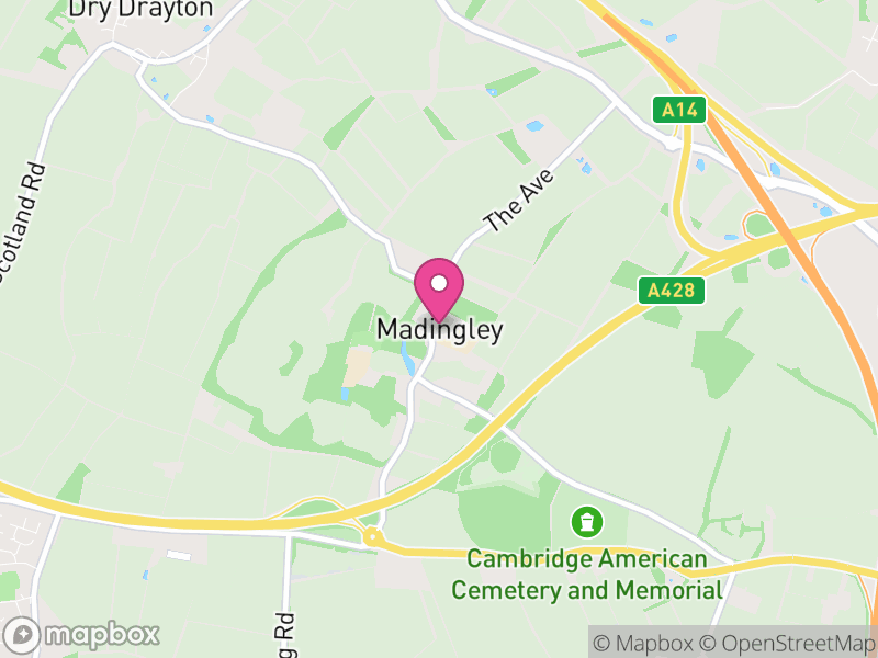 Map of Madingley, South Cambridgeshire