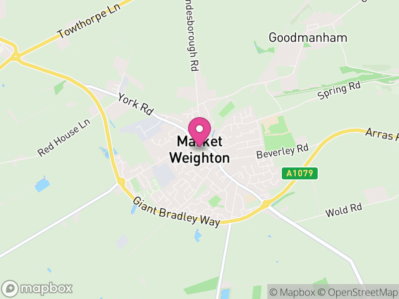 Map of Market Weighton, East Riding of Yorkshire