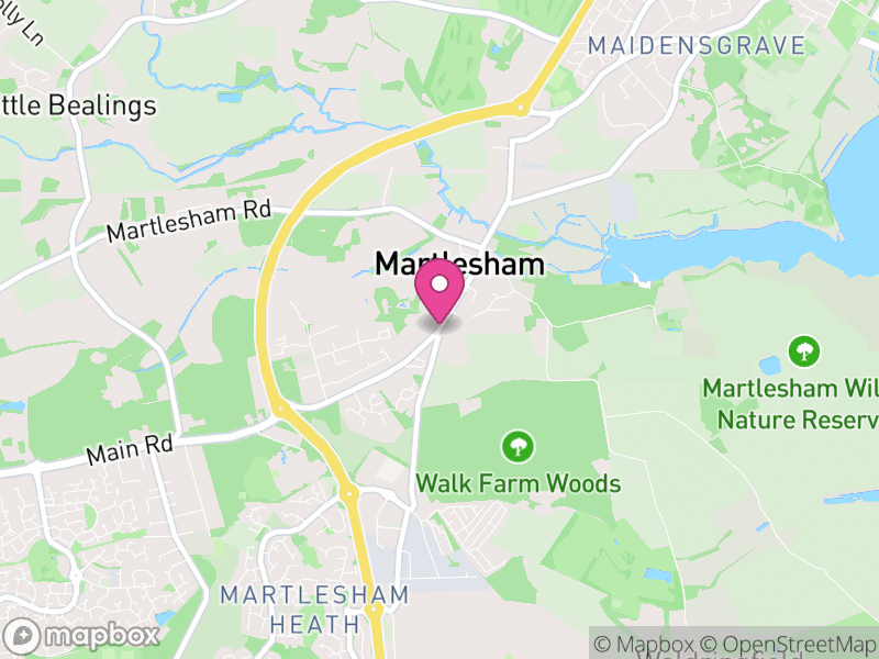 Map of Martlesham, East Suffolk