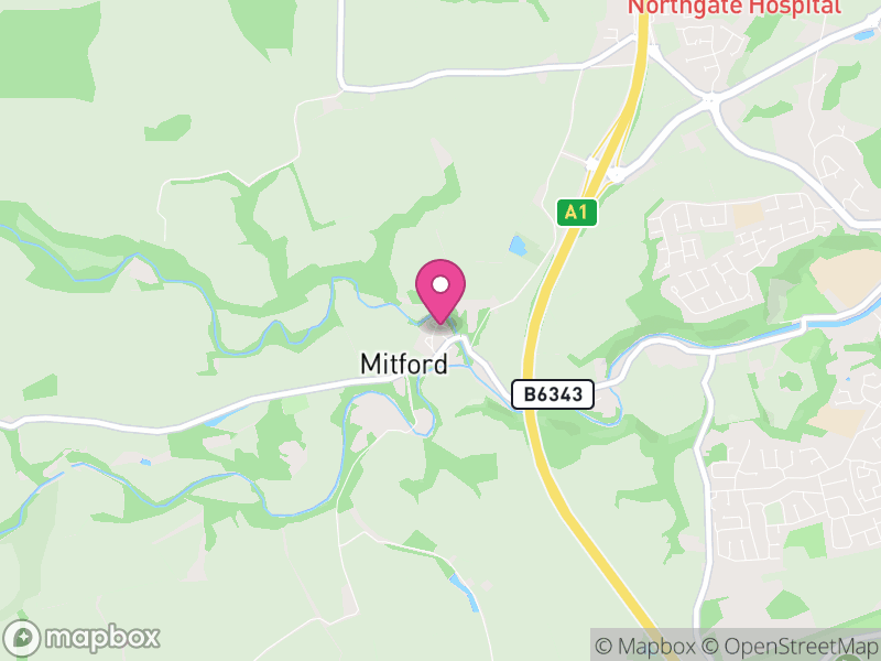 Map of Mitford, Northumberland