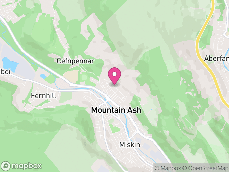 Map of Mountain Ash East, Rhondda Cynon Taf