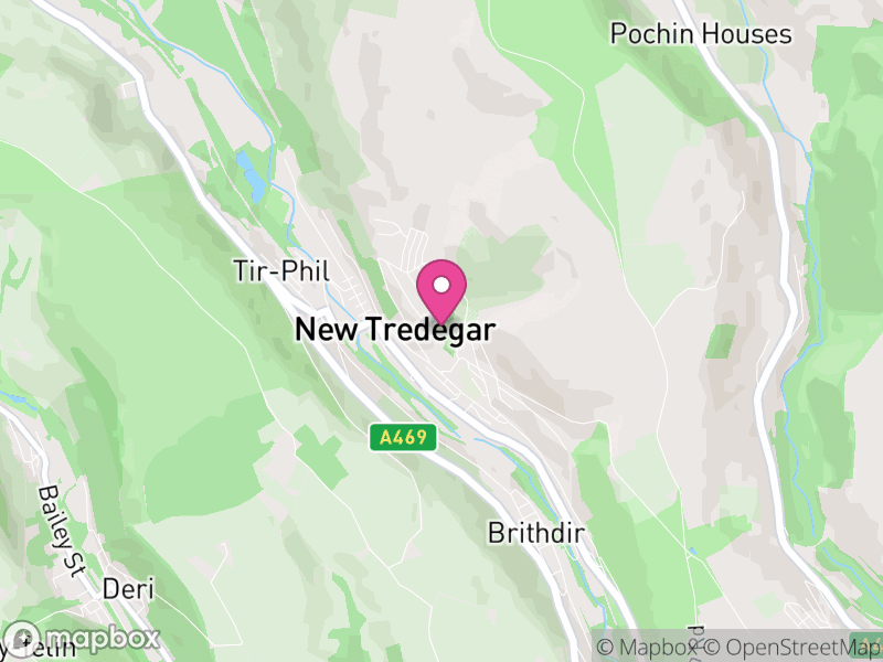 Map of New Tredegar, Caerphilly