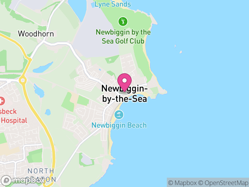 Map of Newbiggin by the Sea, Northumberland, North East, England