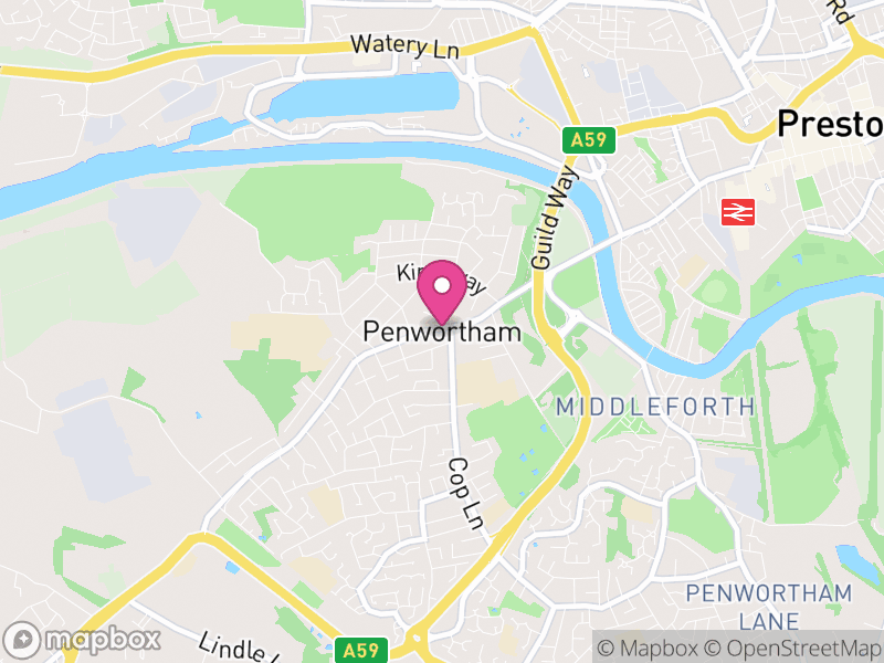 Map of Penwortham, South Ribble, Lancashire, England