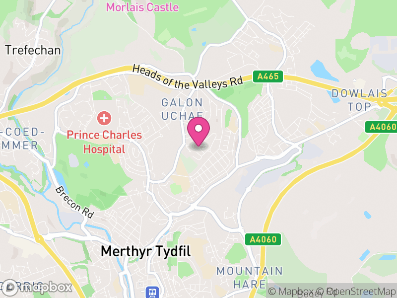 Map of Penydarren, Merthyr Tydfil