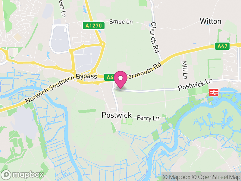 Map of Postwick with Witton, Broadland