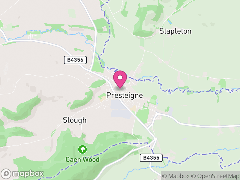 Map of Presteigne, Powys