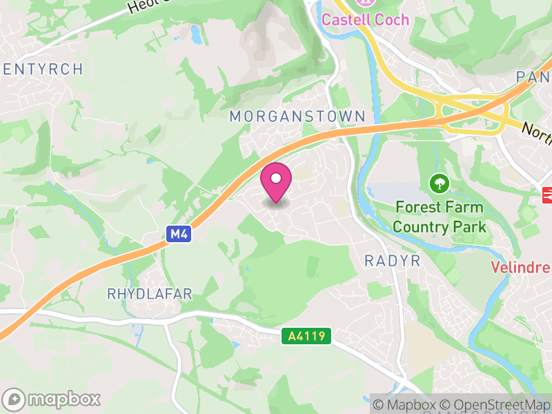 Map of Radyr and Morganstown, Cardiff