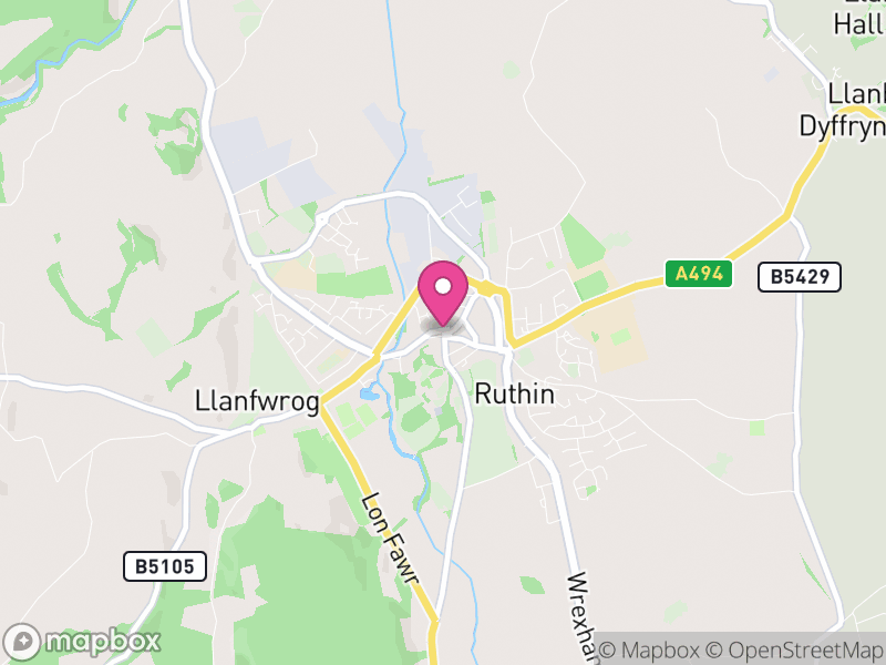 Map of Ruthin, Denbighshire