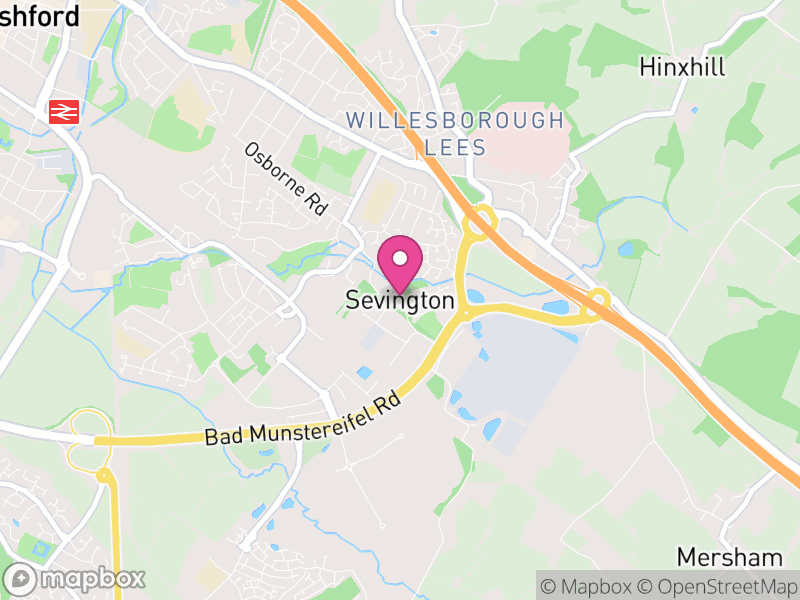 Map of Sevington with Finberry, Ashford