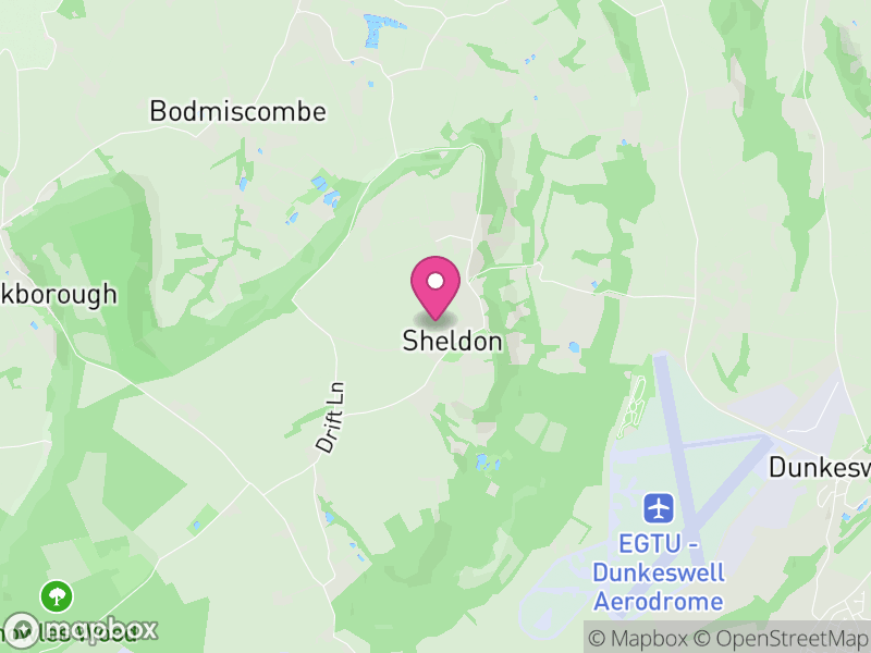 Map of Sheldon, East Devon
