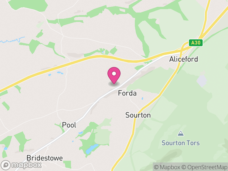 Map of Sourton, West Devon