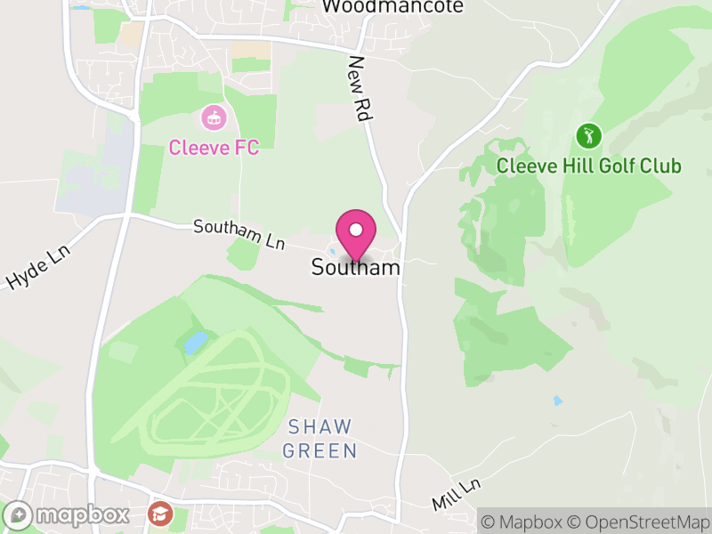 Map of Southam, Tewkesbury