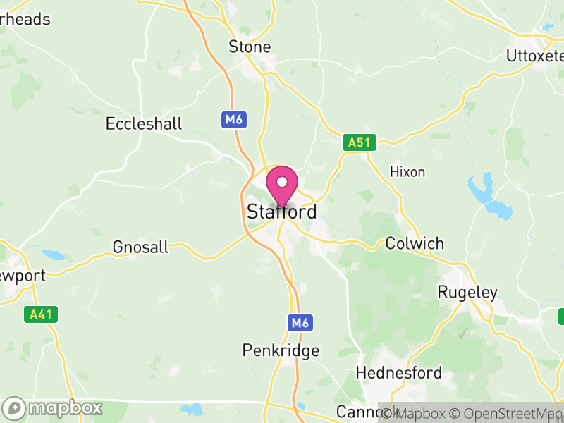 Map of Staffordshire, England