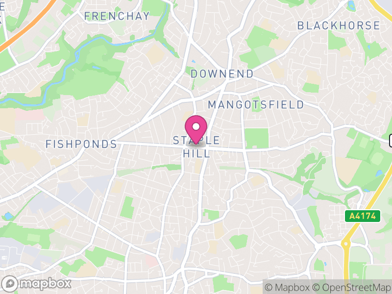 Map of Staple Hill and Mangotsfield, South Gloucestershire