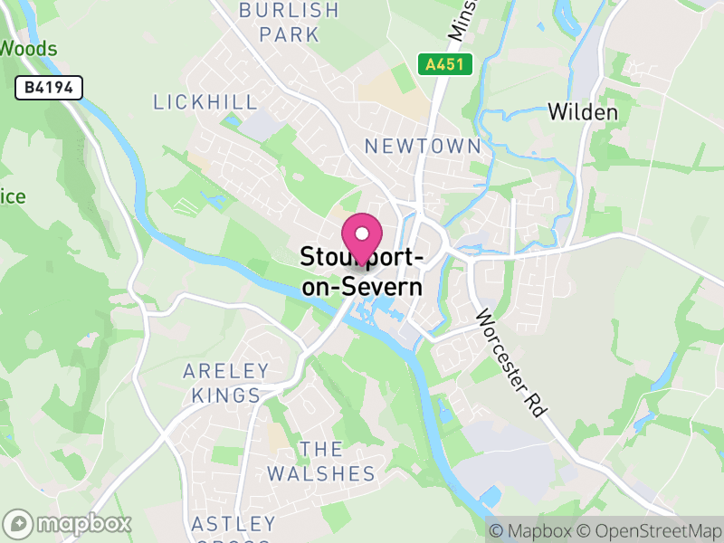 Map of Stourport-on-Severn, Wyre Forest
