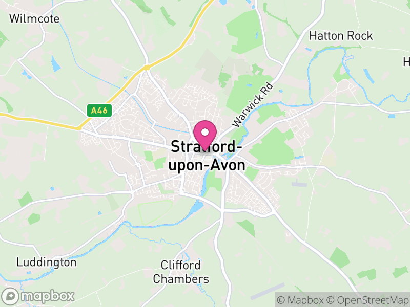 Map of Stratford-on-Avon, Warwickshire