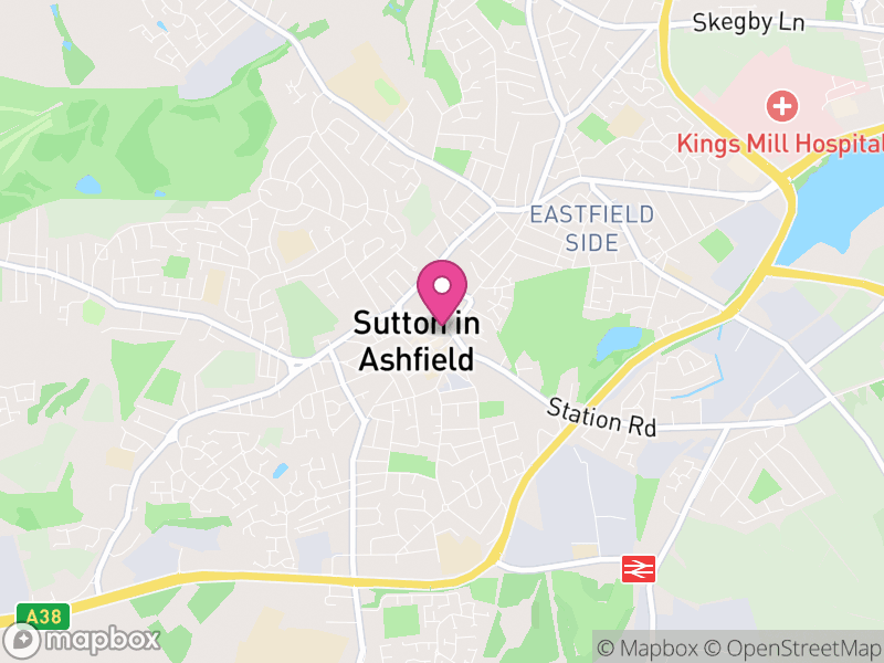Map of Sutton in Ashfield, Ashfield