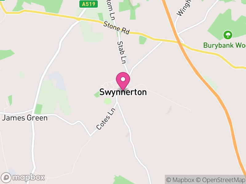 Map of Swynnerton, Stafford