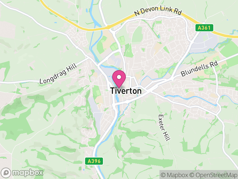 Map of Tiverton, Mid Devon