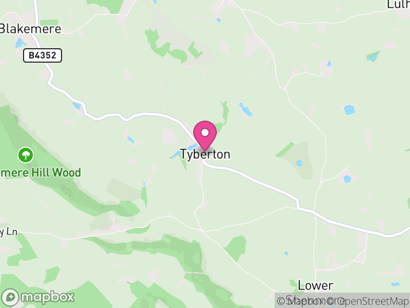 Map of Tyberton, Herefordshire
