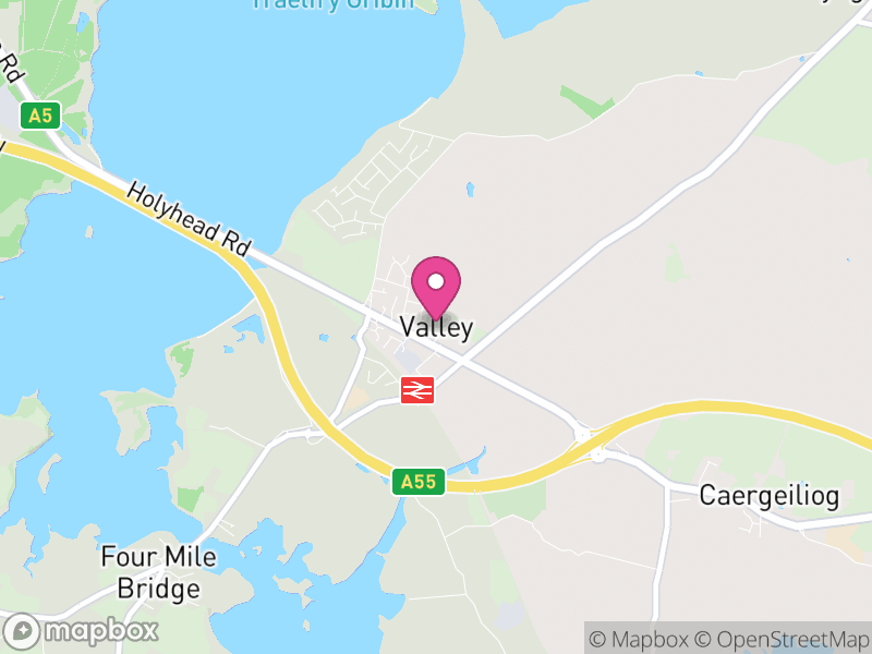 Map of Valley, Ynys Môn / Isle of Anglesey