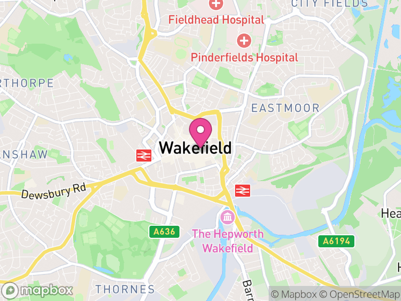Map of Wakefield, West Yorkshire