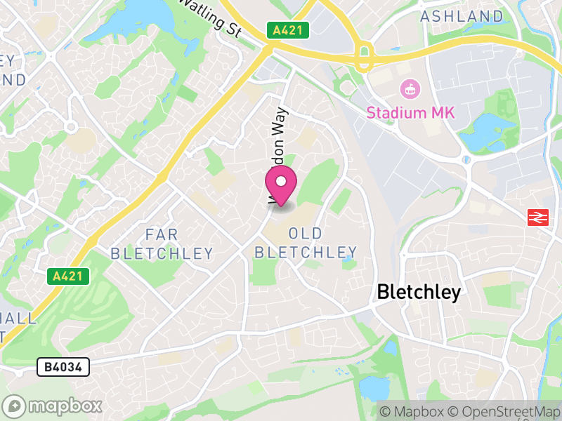 Map of West Bletchley, Milton Keynes, England