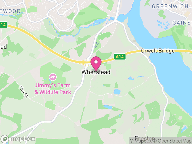 Map of Wherstead, Babergh