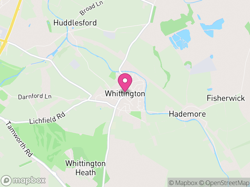 Map of Whittington, Lichfield