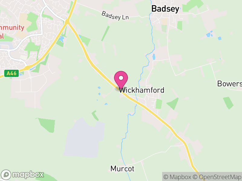 Map of Wickhamford, Wychavon