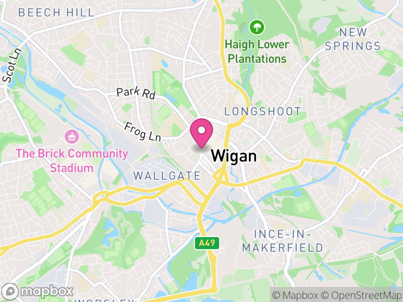 Map of Wigan, Greater Manchester