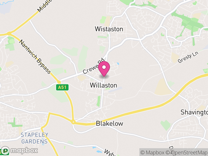 Map of Willaston, Cheshire East, England