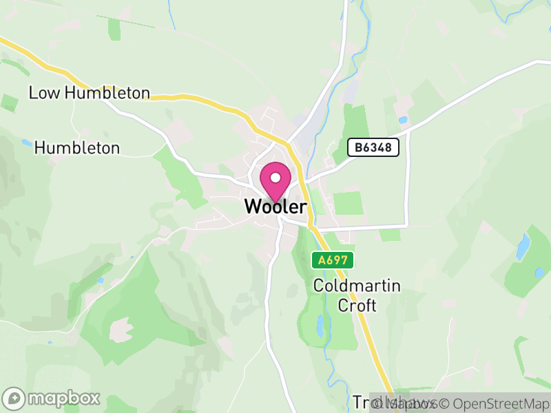 Map of Wooler, Northumberland