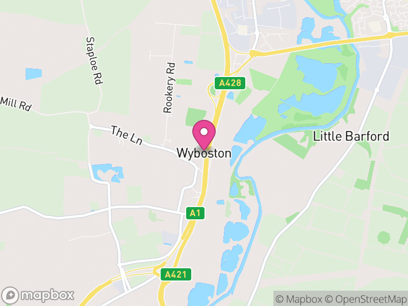 Map of Wyboston, Chawston and Colesden